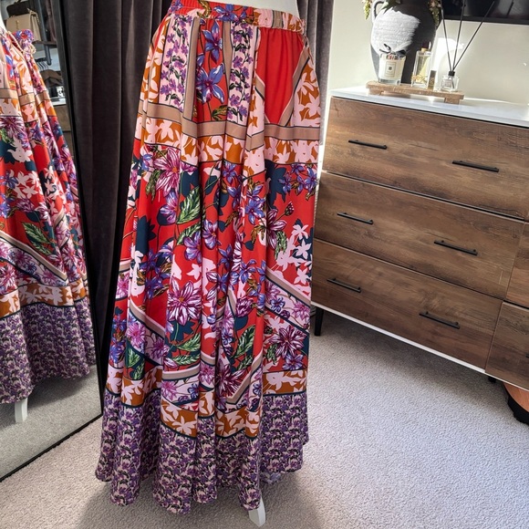 Cupio Red and Purple Floral Maxi Skirt - Picture 4 of 4